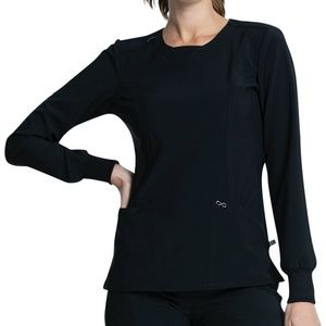 Infinity Long Sleeve V-Neck Top in Black Sz XS-XXL